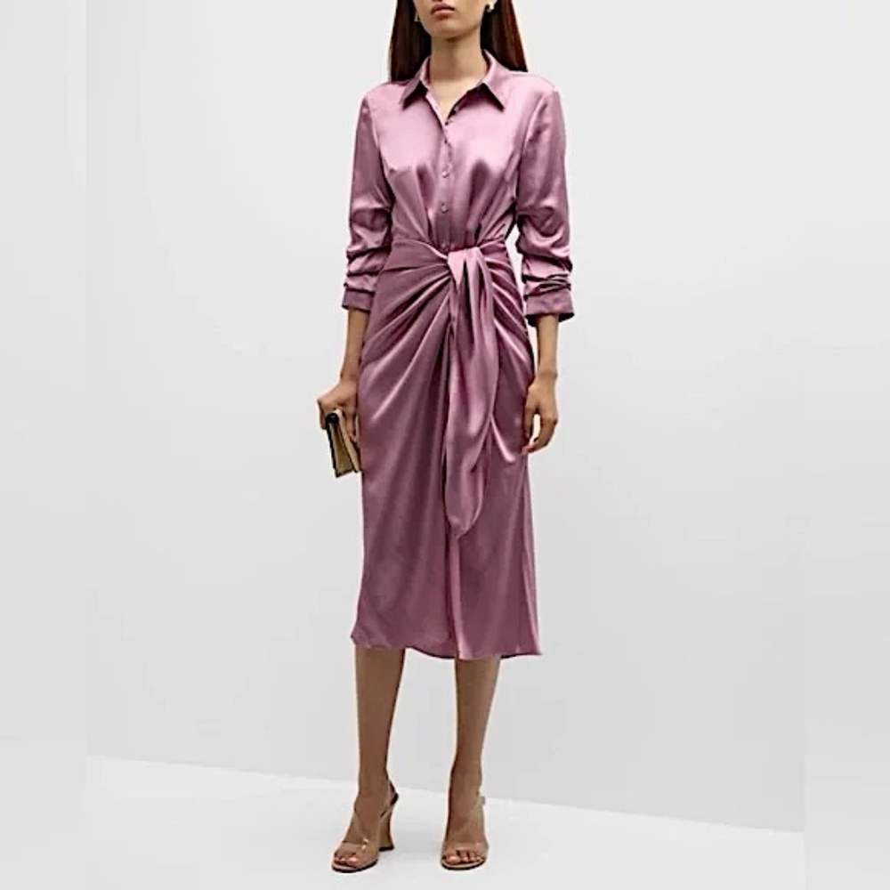 Nwt Cinq A Sept Jacey Tie Waist Silk Shirtdress sz 6-70%OFF!
